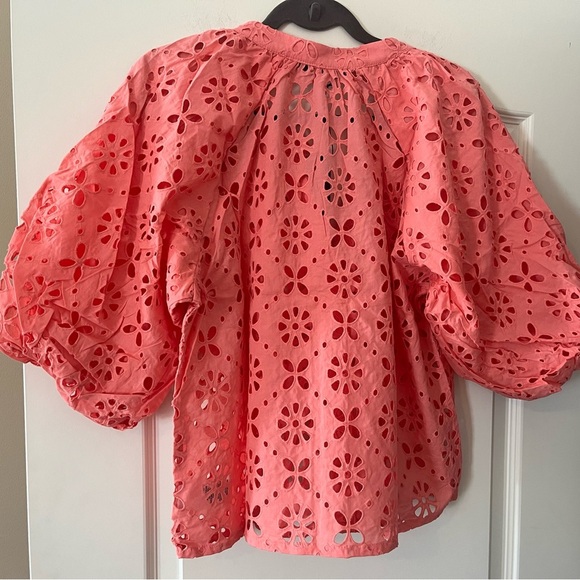 New! Joe’s Broderie Top, Women's Lantana Pink Eyelet Balloon Sleeve Size Medium - Picture 6 of 15